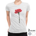 tシャツ レディース 半袖 白地 デザイン M L 白 ホワイト グレー Tシャツ ティーシャツ T shirt 012928 母の日 カーネーション 花