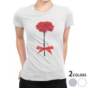tシャツ レディース 半袖 白地 デザイン M L 白 ホワイト グレー Tシャツ ティーシャツ T shirt 012929 母の日 カーネーション 花