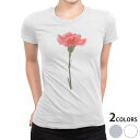 tシャツ レディース 半袖 白地 デザイン M L 白 ホワイト グレー Tシャツ ティーシャツ T shirt 012935 母の日 カーネーション 花
