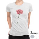 tシャツ レディース 半袖 白地 デザイン M L 白 ホワイト グレー Tシャツ ティーシャツ T shirt 012937 母の日 カーネーション 花