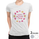 tシャツ レディース 半袖 白地 デザイン M L 白 ホワイト グレー Tシャツ ティーシャツ T shirt 012950 母の日 カーネーション 花