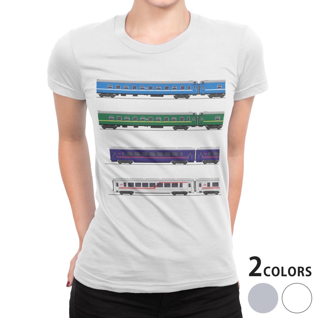tシャツ レディース 半袖 白地 デザイン S M L XL Tシャツ ティーシャツ T shirt 013213 乗り物　新幹線　電車