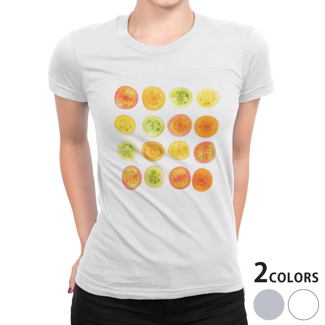 楽天kabeコレtシャツ レディース 半袖 白地 デザイン S M L XL Tシャツ ティーシャツ T shirt 013341 トマト　野菜　食べ物