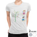 tシャツ レディース 半袖 白地 デザイン M L 白 ホワイト グレー Tシャツ ティーシャツ T shirt 013438 七夕 イベント 笹