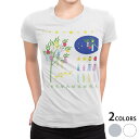 tシャツ レディース 半袖 白地 デザイン M L 白 ホワイト グレー Tシャツ ティーシャツ T shirt 013450 七夕 イベント 笹