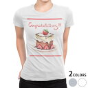 tシャツ レディース 半袖 白地 デザイン M L 白 ホワイト グレー Tシャツ ティーシャツ T shirt 013460 ケーキ いちご 英語