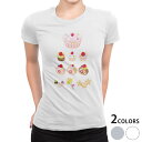 tシャツ レディース 半袖 白地 デザイン M L 白 ホワイト グレー Tシャツ ティーシャツ T shirt 013479 ケーキ お菓子 いちご