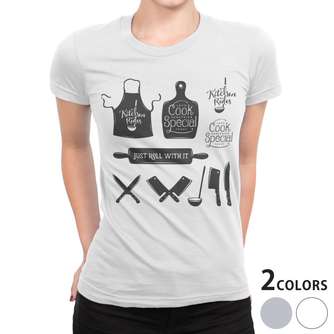 楽天kabeコレtシャツ レディース 半袖 白地 デザイン S M L XL Tシャツ ティーシャツ T shirt 013517 料理　クッキング　キッチン
