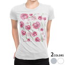 tシャツ レディース 半袖 白地 デザイン M L 白 ホワイト グレー Tシャツ ティーシャツ T shirt 013718 花 フラワー ピンク(4)