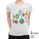tシャツ レディース 半袖 白地 デザイン M L 白 ホワイト グレー Tシャツ ティーシャツ T shirt 013763 クリスマス カラフル ツリー