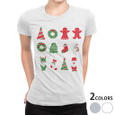tシャツ レディース 半袖 白地 デザイン M L 白 ホワイト グレー Tシャツ ティーシャツ T shirt 013797 クリスマス サンタ トナカイ