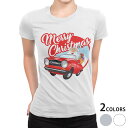 tシャツ レディース 半袖 白地 デザイン M L 白 ホワイト グレー Tシャツ ティーシャツ T shirt 013848 クリスマス サンタ ポップ