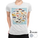 tシャツ レディース 半袖 白地 デザイン M L 白 ホワイト グレー Tシャツ ティーシャツ T shirt 014140 動物 アニマル サファリ(4)
