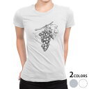 tシャツ レディース 半袖 白地 デザイン M L 白 ホワイト グレー Tシャツ ティーシャツ T shirt 014232 ぶどう フルーツ 果物
