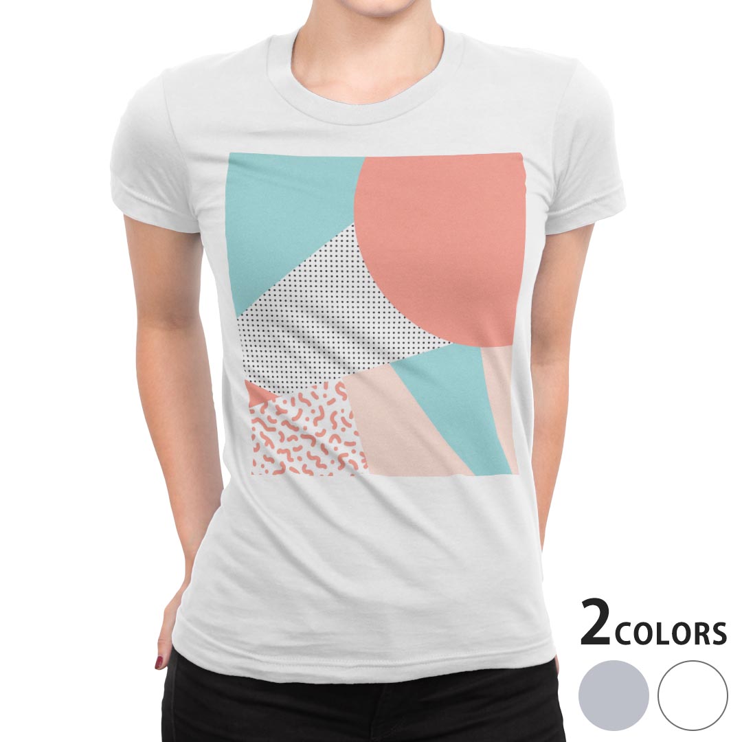 tシャツ レディース 半袖 白地 デザイン M L 白 ホワイト グレー Tシャツ ティーシャツ T shirt 014259 模様 ユニーク カラフル