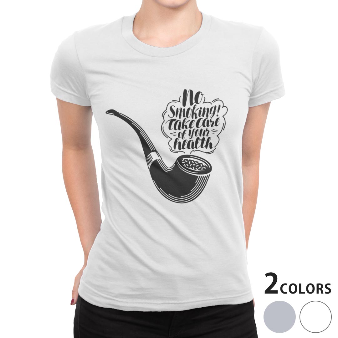 tシャツ レディース 半袖 白地 デザイン M L 白 ホワイト グレー Tシャツ ティーシャツ T shirt 014268 英語 文字 タバコ