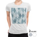 tシャツ レディース 半袖 白地 デザイン M L 白 ホワイト グレー Tシャツ ティーシャツ T shirt 014378 模様 アーガイル