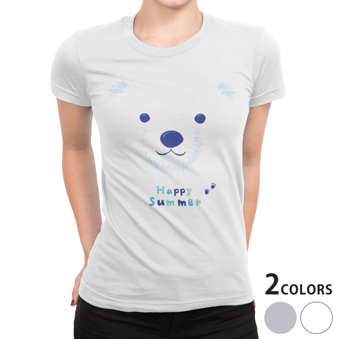 tシャツ レディース 半袖 白地 デザイン M L 白 ホワイト グレー Tシャツ ティーシ...