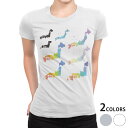 tシャツ レディース 半袖 白地 デザイン M L 白 ホワイト グレー Tシャツ ティーシャツ T shirt 014648 地図 日本 レインボー(4)