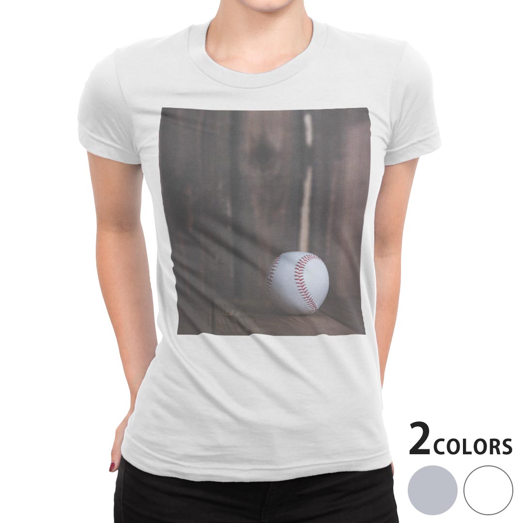 tシャツ レディース 半袖 白地 デザイン M L 白 ホワイト グレー Tシャツ ティーシャツ T shirt 014860 ボール 野球