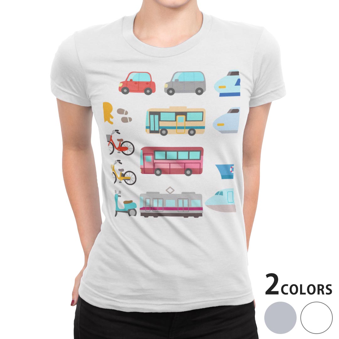 tシャツ レディース 半袖 白地 デザイン S M L XL Tシャツ ティーシャツ T shirt 014913 乗り物　車　新幹線