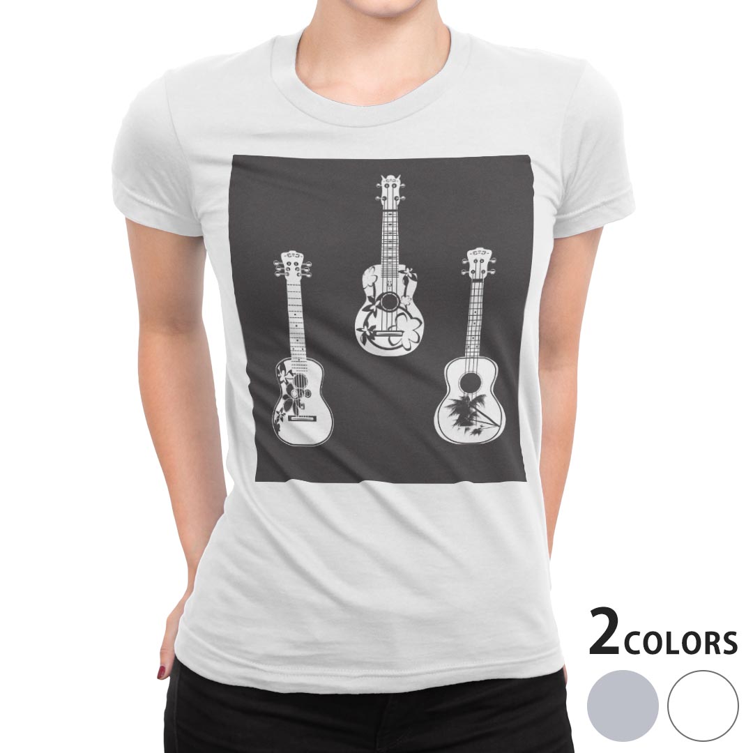 tシャツ レディース 半袖 白地 デザイン S M L XL Tシャツ ティーシャツ T shirt 014914 ギター　音楽　ロック