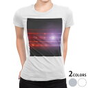tシャツ レディース 半袖 白地 デザイン M L 白 ホワイト グレー Tシャツ ティーシャツ T shirt 014990 夜景 写真 キラキラ(4)