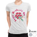 tシャツ レディース 半袖 白地 デザイン M L 白 ホワイト グレー Tシャツ ティーシャツ T shirt 015277 母の日 バラ 花 母 カーネーシ...