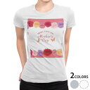 tシャツ レディース 半袖 白地 デザイン M L 白 ホワイト グレー Tシャツ ティーシャツ T shirt 015314 母の日 バラ 花 母 カーネーシ...