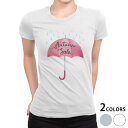tシャツ レディース 半袖 白地 デザイン M L 白 ホワイト グレー Tシャツ ティーシャツ T shirt 015348 雨 傘 英字 赤
