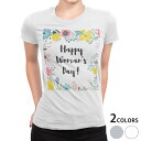 tシャツ レディース 半袖 白地 デザイン M L 白 ホワイト グレー Tシャツ ティーシャツ T shirt 015494 母の日 カーネーション バラ プ...
