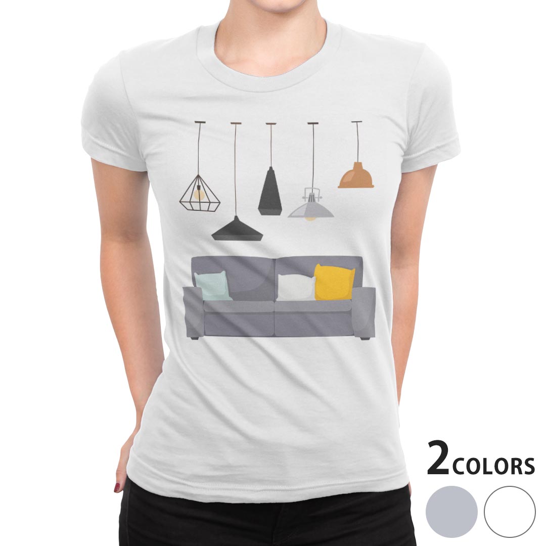 tシャツ レディース 半袖 白地 デザイン S M L XL Tシャツ ティーシャツ T shirt 015708 ソファー　家具　電気