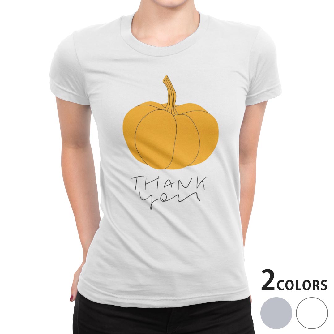 楽天kabeコレtシャツ レディース 半袖 白地 デザイン S M L XL Tシャツ ティーシャツ T shirt 015749 かぼちゃ　食べ物　野菜