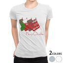 tシャツ レディース 半袖 白地 デザイン S M L XL Tシャツ ティーシャツ T shirt 015789 クリスマス　靴下　かわいい