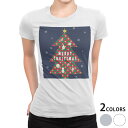 tシャツ レディース 半袖 白地 デザイン M L 白 ホワイト グレー Tシャツ ティーシャツ T shirt 015811 クリスマスツリー 冬 木