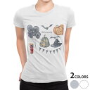 tシャツ レディース 半袖 白地 デザイン M L 白 ホワイト グレー Tシャツ ティーシャツ T shirt 015841 ハロウィン おばけ halloween(4)