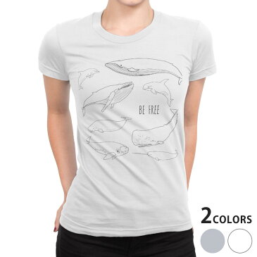 tシャツ レディース 半袖 白地 デザイン S M L XL Tシャツ ティーシャツ T shirt 015861 魚　海　くじら