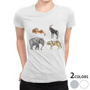 tシャツ レディース 半袖 白地 デザイン S M L XL Tシャツ ティーシャツ T shirt 015881 動物　animal　アニマル