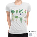 tシャツ レディース 半袖 白地 デザイン S M L XL Tシャツ ティーシャツ T shirt 015924 観葉植物　植木鉢