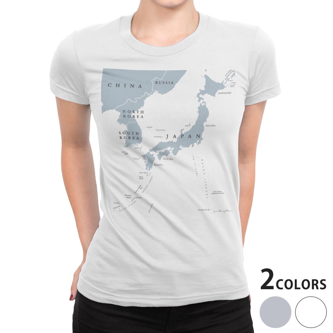 tシャツ レディース 半袖 白地 デザイン S M L XL Tシャツ ティーシャツ T shirt 015990 日本地図　map　japan