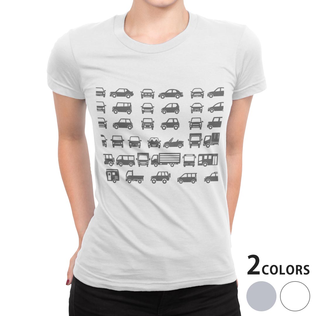 tシャツ レディース 半袖 白地 デザイン S M L XL Tシャツ ティーシャツ T shirt 016181 車　トラック..