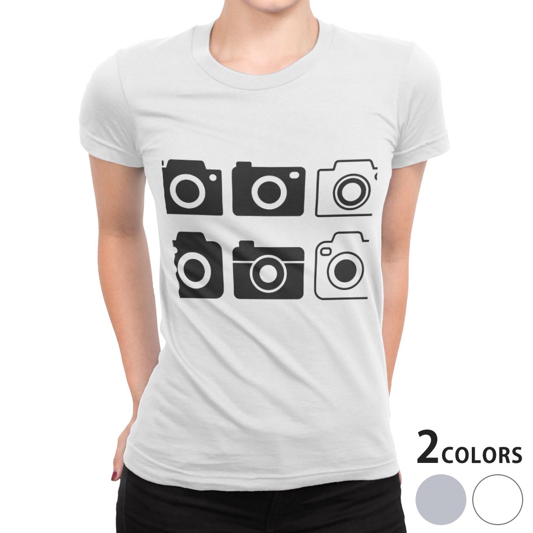 tシャツ レディース 半袖 白地 デザイン S M L XL Tシャツ ティーシャツ T shirt 016184 カメラ