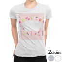 tシャツ レディース 半袖 白地 デザイン M L 白 ホワイト グレー Tシャツ ティーシャツ T shirt 016203 桜 ひな祭り(4)