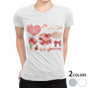 tシャツ レディース 半袖 白地 デザイン M L 白 ホワイト グレー Tシャツ ティーシャツ T shirt 016210 母の日 カーネーション リボン