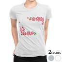tシャツ レディース 半袖 白地 デザイン M L 白 ホワイト グレー Tシャツ ティーシャツ T shirt 016254 バラ 花(4)