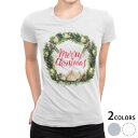 tシャツ レディース 半袖 白地 デザイン M L 白 ホワイト グレー Tシャツ ティーシャツ T shirt 016386 クリスマス リース(4)