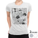 tシャツ レディース 半袖 白地 デザイン M L 白 ホワイト グレー Tシャツ ティーシャツ T shirt 016426 ノート 絵 妖怪 モンスター