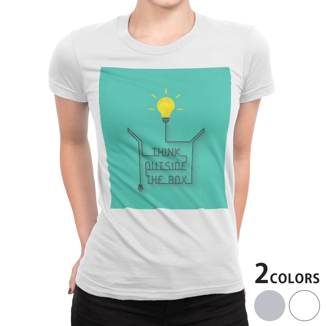 tシャツ レディース 半袖 白地 デザイン M L 白 ホワイト グレー Tシャツ ティーシャツ T shirt 016497 電気 ライト 緑 イラスト