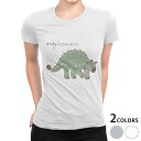 tシャツ レディース 半袖 白地 デザイン M L 白 ホワイト グレー Tシャツ ティーシャツ T shirt 017564 ダイナソー ダイナソー 恐竜 Dinosaur アンキロサウルス(4)