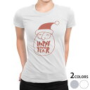 tシャツ レディース 半袖 白地 デザイン M L 白 ホワイト グレー Tシャツ ティーシャツ T shirt 017673 クリスマス サンタ 赤 クリスマス
